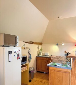 Fridge, microwave, dishwasher