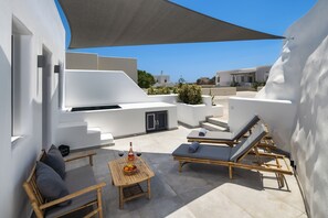 Gaia Suite with Hot Tub | Terrace/patio - Terra Vecchia Suites (Santorini)