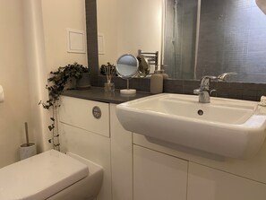 Hårføner, håndklær, såpe og sjampo