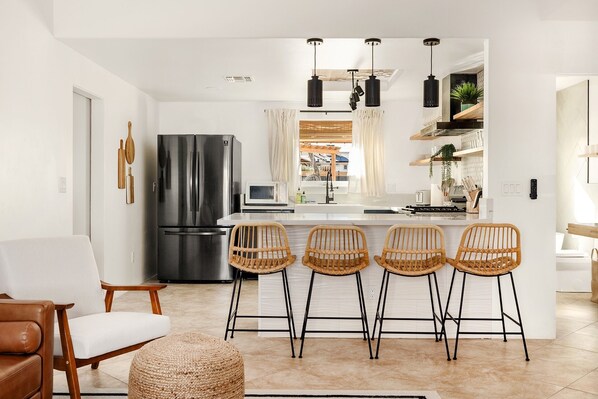 House, 3 Bedrooms | Private kitchen | Fridge, oven, coffee/tea maker - Modern Desert Escape - Fire Pit, Bbq And Design! 3 Bedroom Home by RedAwning (Yucca Valley)