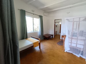 Family Villa, 2 Bedrooms, Balcony, Garden View | In-room safe, desk, laptop workspace, iron/ironing board