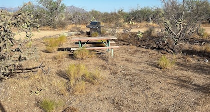Post apocalyptic outpost as a campground in Tucson