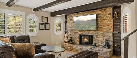 TV, fireplace, table tennis