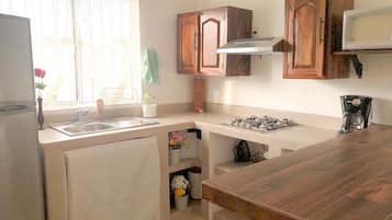 Villa Grand | Cocina privada | Refrigerador, microondas, parrilla de estufa y cafetera y tetera