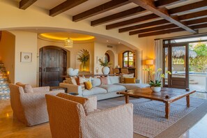 Luxury Villa, 4 Bedrooms, Private Pool, Ocean View | Living area | 32-inch Smart TV with digital channels - Stunning Ocean Views, Private Pool, & Seaside Golf (Cabo San Lucas)