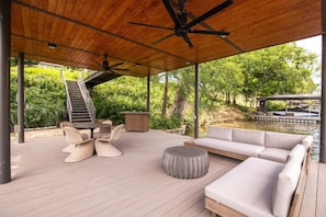 Outdoor dining - Lake Austin Modern Luxury 200 Feet of Private Lakefront with 2 Docks  (Austin)