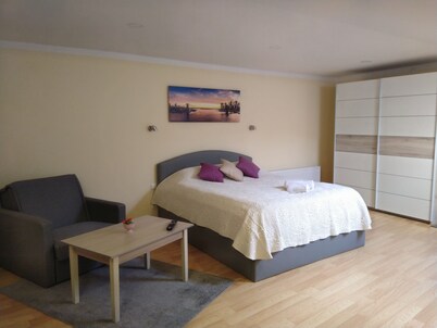 Cozy hotel suite in Tukums with WiFi, AC, Self chek in, Tukum Apartment 