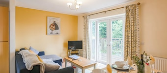Tranquil lodge with sea views.