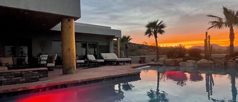 Piscine extérieure, piscine chauffée