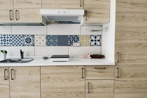 Fridge, dining tables