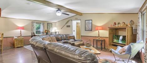 DVD player, table football, books, video library