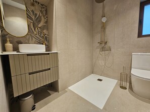 Ducha, secador de pelo y toallas