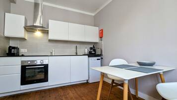 Fridge, microwave, oven, dishwasher