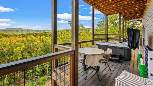 Outdoor dining - Loaded Luxe w/Pool*Theater*Hot Tub*Fireplace*Game Room*Views! (Sevierville)