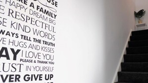 A staircase with a sign containing various positive affirmations. - Stanefield House Motherwell (Motherwell)