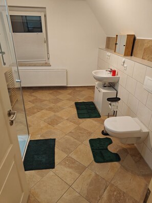 Shower, hair dryer, towels, soap - Ferienwohnung in Kleinstadt (Luckau)