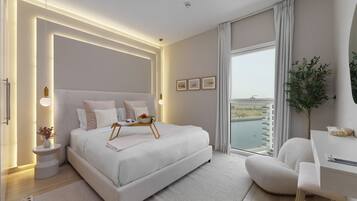 Apartemen Deluks | 1 kamar tidur, brankas, tirai kedap cahaya, dan setrika/meja setrika