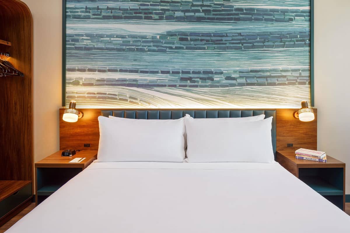 Hypo-allergenic bedding, in-room safe, blackout drapes