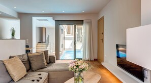 TV, fireplace - A3 - Luxury house with pool, Goutos Properties Porto Heli (Porto Heli)