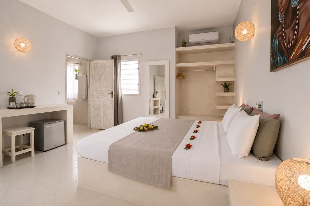 Ropa de cama de alta calidad y minibar 