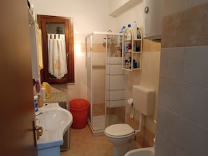 Dusche, Haartrockner, Bidet, Handtücher