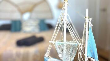 A model ship on a stand.