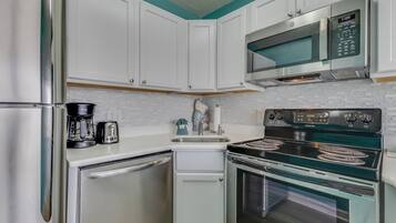 Fridge, microwave, oven, dishwasher