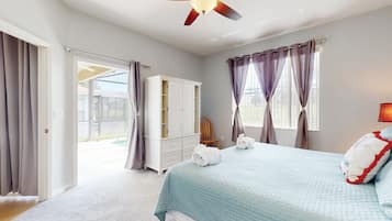 4 habitaciones, tabla de planchar con plancha, internet y ropa de cama