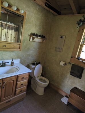 Ducha, bañera de hidromasaje, secador de pelo y toallas