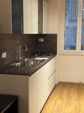 Full-sized fridge, microwave, oven, stovetop