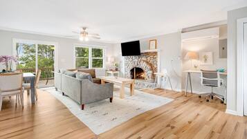 TV, fireplace