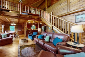 Televisión, chimenea, reproductor de DVD y videoteca