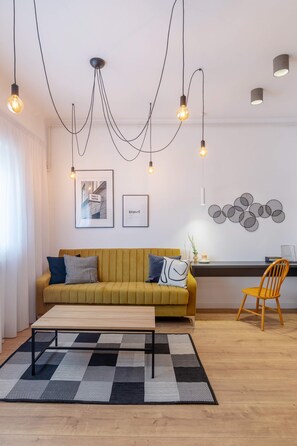 Apartment, 1 Queen Bed with Sofa bed, Non Smoking, Kitchen | Living area | 42-inch Smart TV with satellite channels, Netflix, streaming services - Efficient Studio Apartments on Calea Victoriei - Smart Layouts & Central Access (Bucharest)