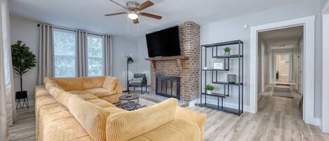 Smart TV, fireplace, video games, books