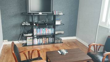 TV, video games, DVD player, music library