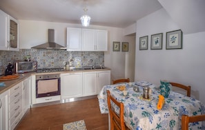Fridge, stovetop, cookware/dishes/utensils