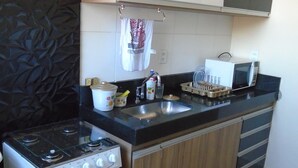 Fridge, microwave, stovetop, blender