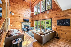 Smart TV, fireplace, video games, table football