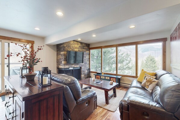 TV, fireplace, foosball, table tennis