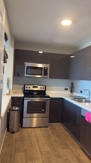 Microondas, horno, parrilla de estufa y lavavajillas