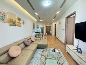 Comfort Apartment, 2 Bedrooms, Balcony, City View | Living room | Smart TV - Luxury Apartment Metropolis NNP (Hanoi)