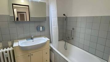 Apartment | Bathroom | Shower, hair dryer, towels