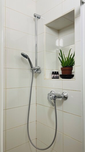 Hair dryer, towels, toilet paper