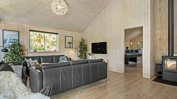 TV, fireplace, table football, ping pong