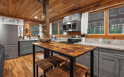 Pet friendly cabin with WiFi, AC and workspace in gorgeous Mount Hood Village