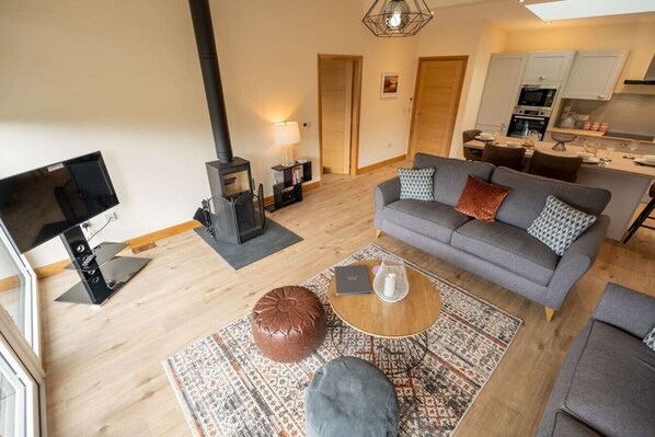TV, fireplace