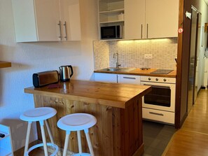 Fridge, microwave, oven, toaster