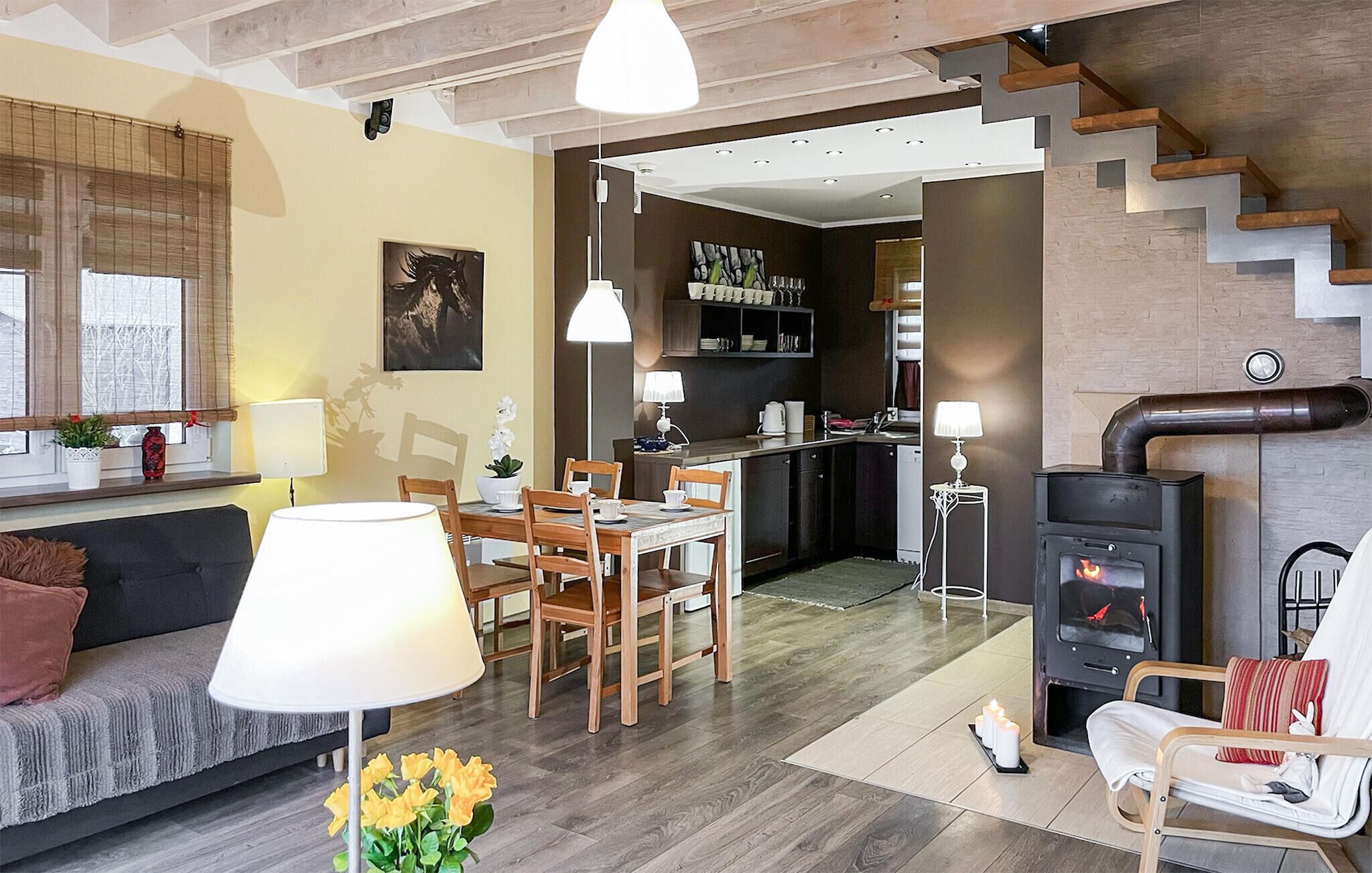 Chimenea y tenis de mesa 