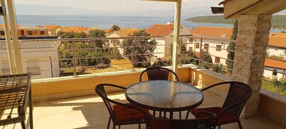 Island Krk, Njivice - flat with panoramic view