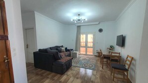 Living area - 2-bedroom apartment in terrific New Cairo with WiFi (Industrial Area)